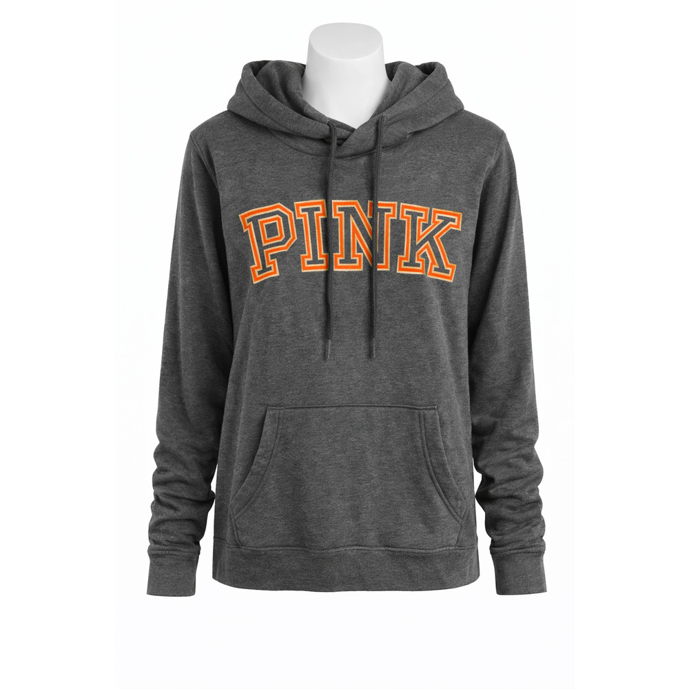 Victoria’s Secret PINK Gray Pullover Hoodie Logo Sweatshirt Cozy Small